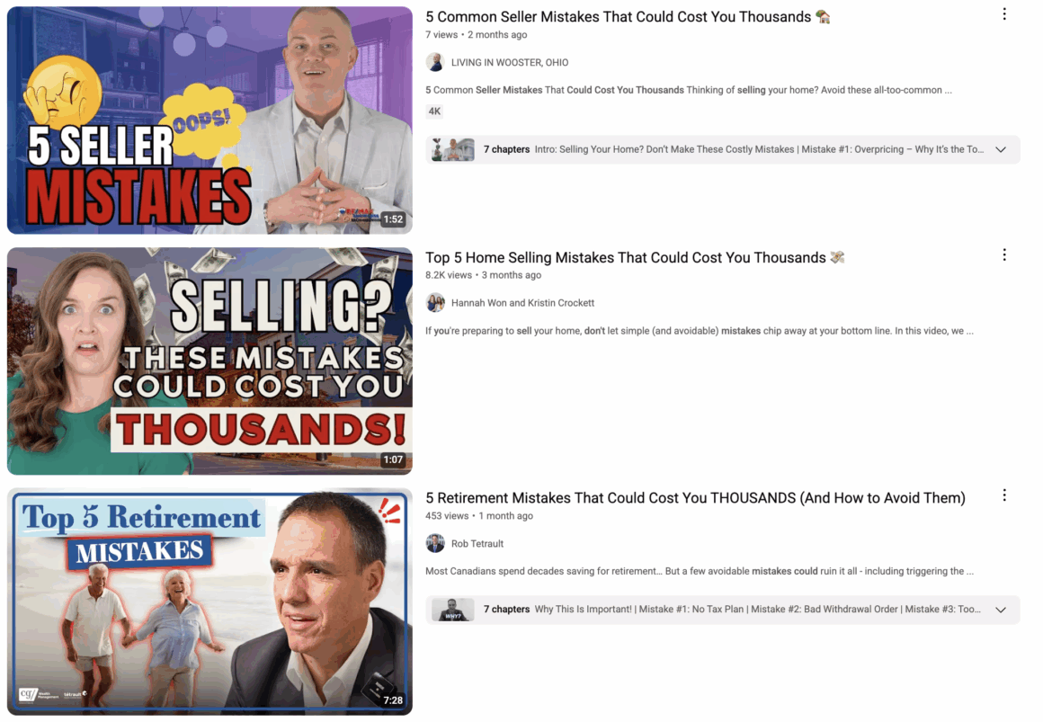 Examples of Pain Point Hooks for YouTube videos